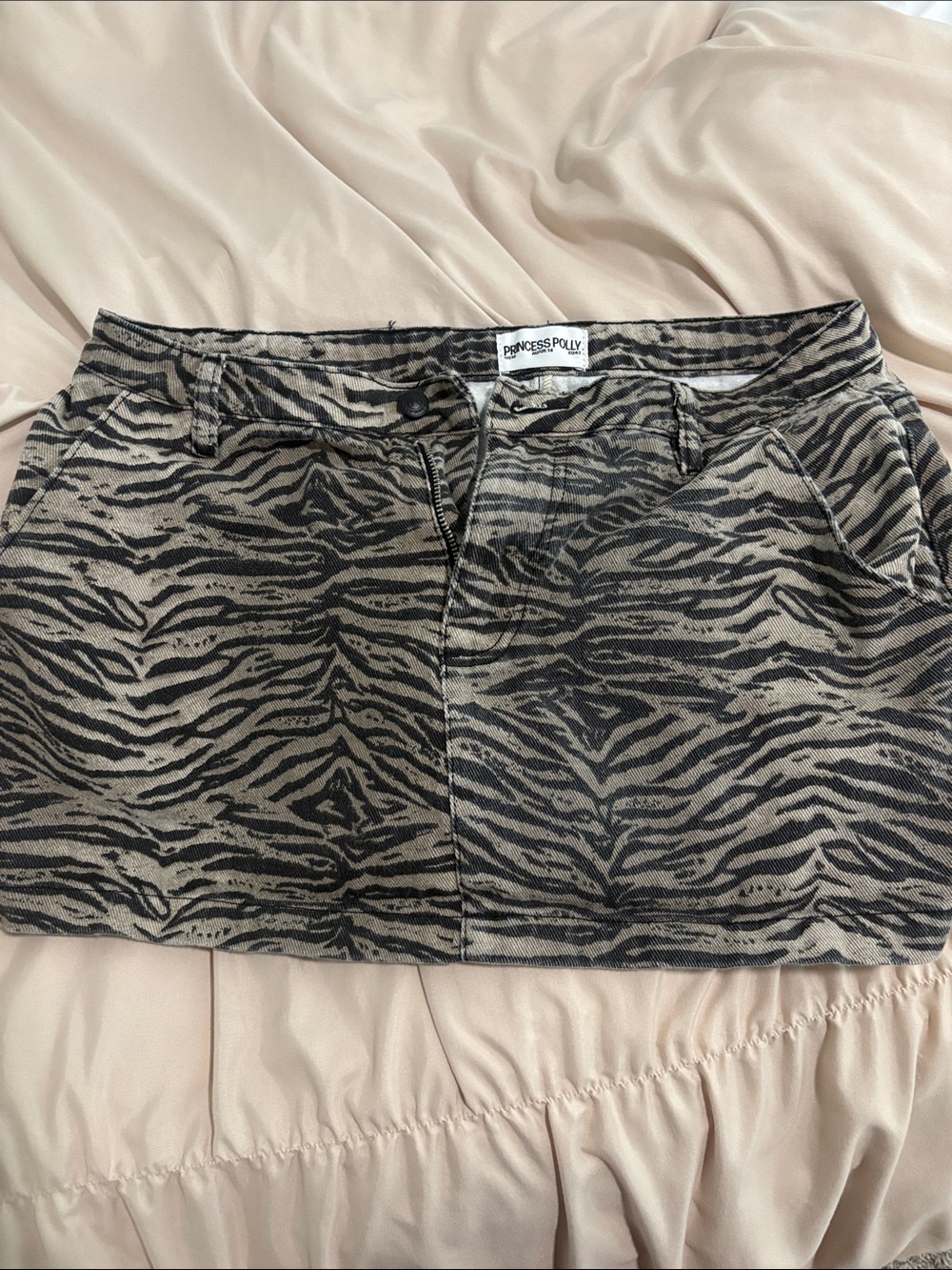 Princess Polly Taupe and Black Zebra Print Mini Skirt